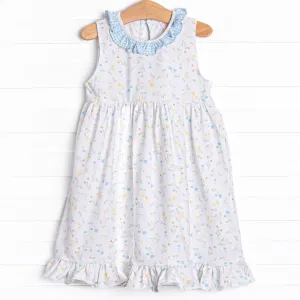 Penelope Petals Sleeveless Dress, Blue