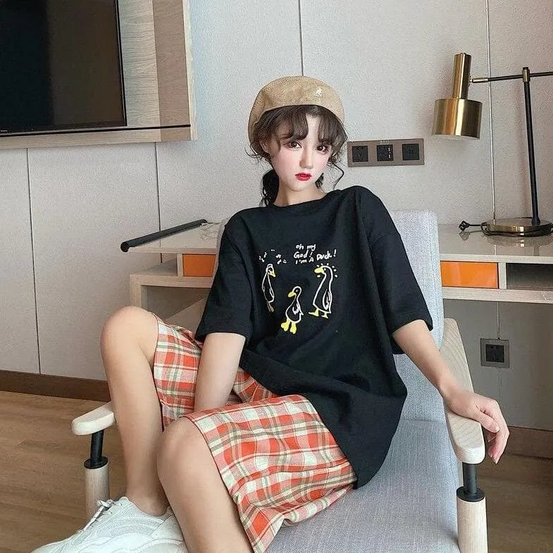 Plaid Shorts With Wide Legs And Elastic Waist