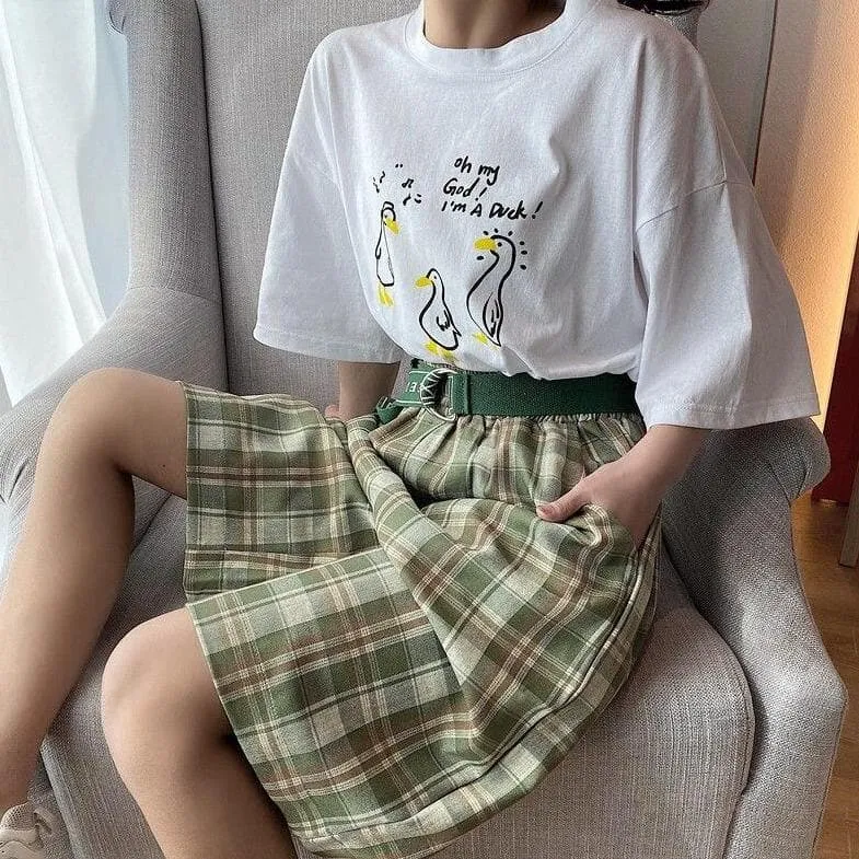 Plaid Shorts With Wide Legs And Elastic Waist