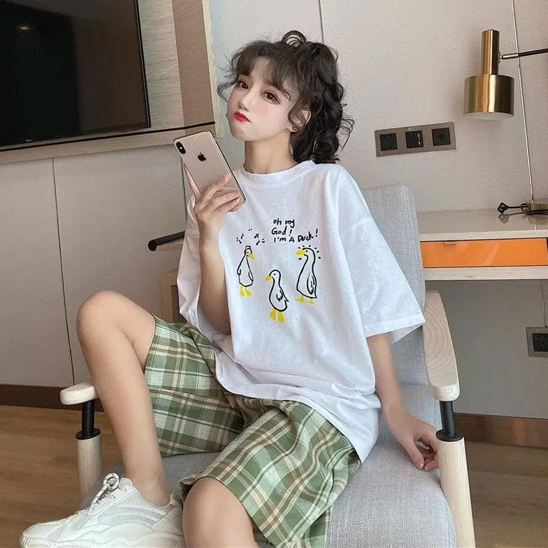 Plaid Shorts With Wide Legs And Elastic Waist