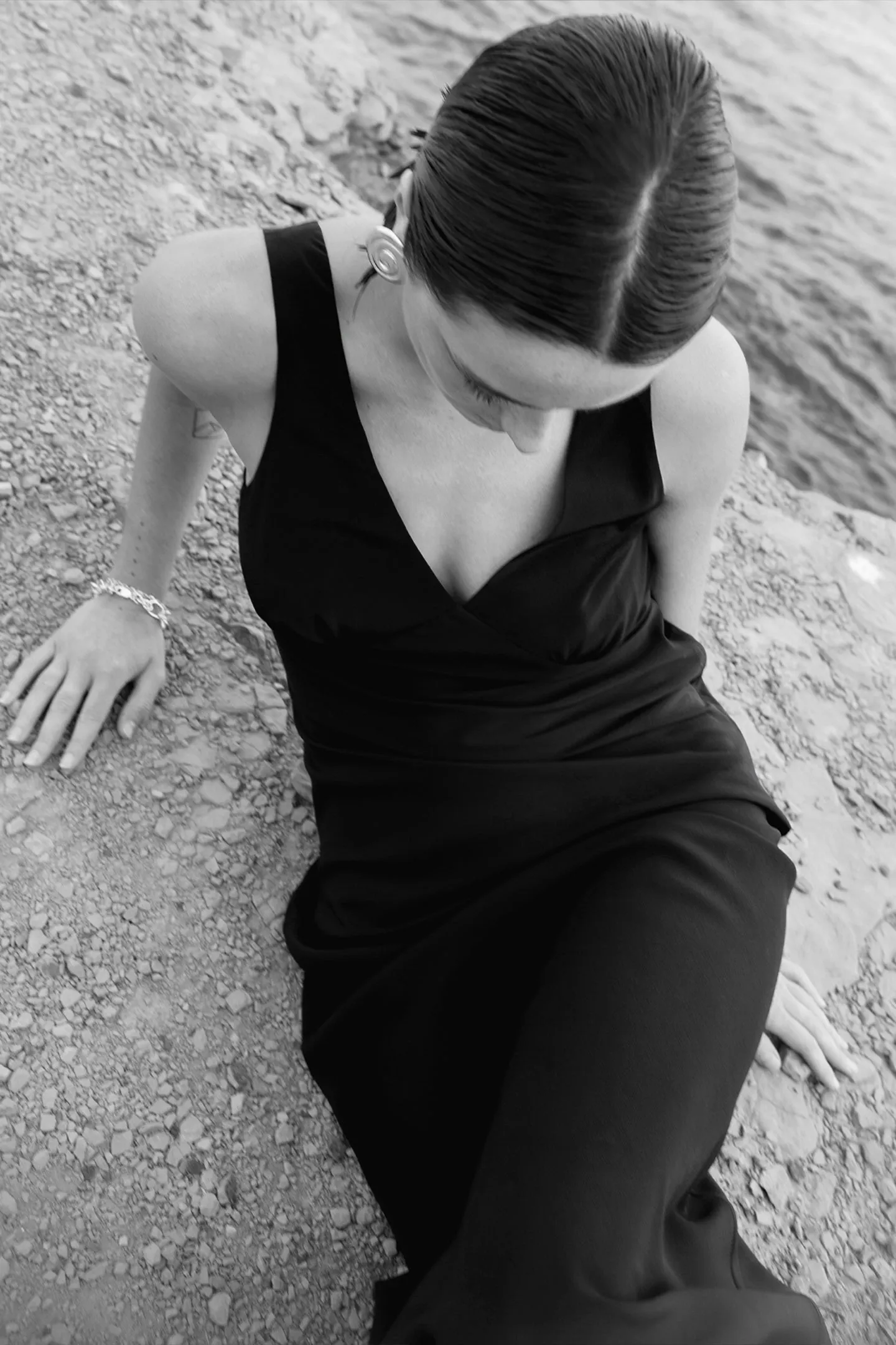Plunge Bias Dress - Nera