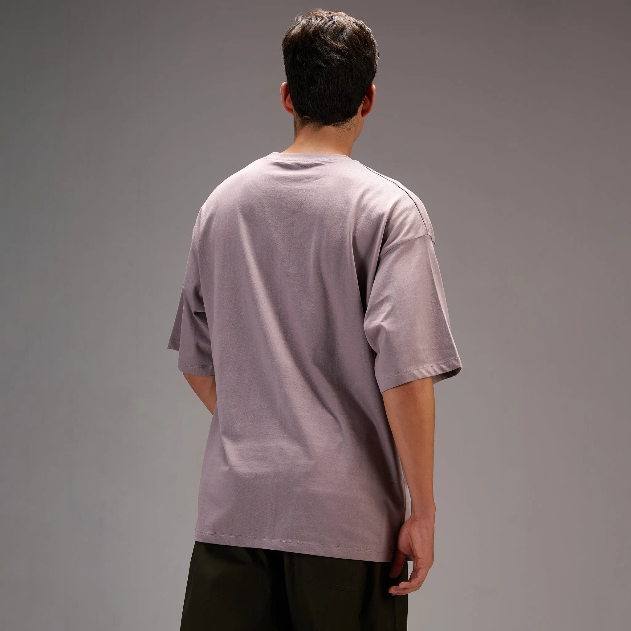 " Living Loud " Grey Oversize T-shirt for Mens