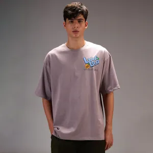 " Living Loud " Grey Oversize T-shirt for Mens