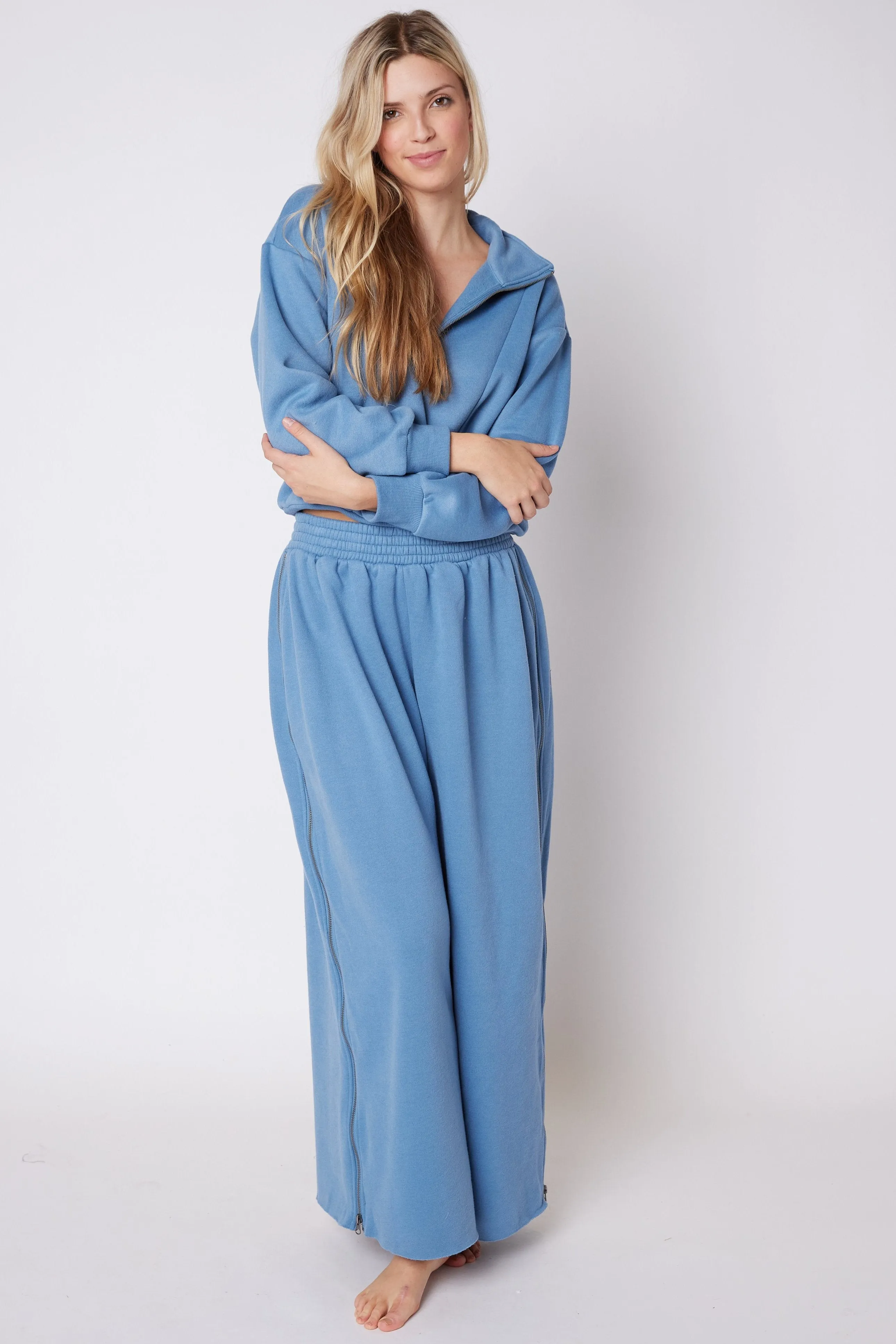 SALE - Aria Wide Leg Zipper Sweatpant