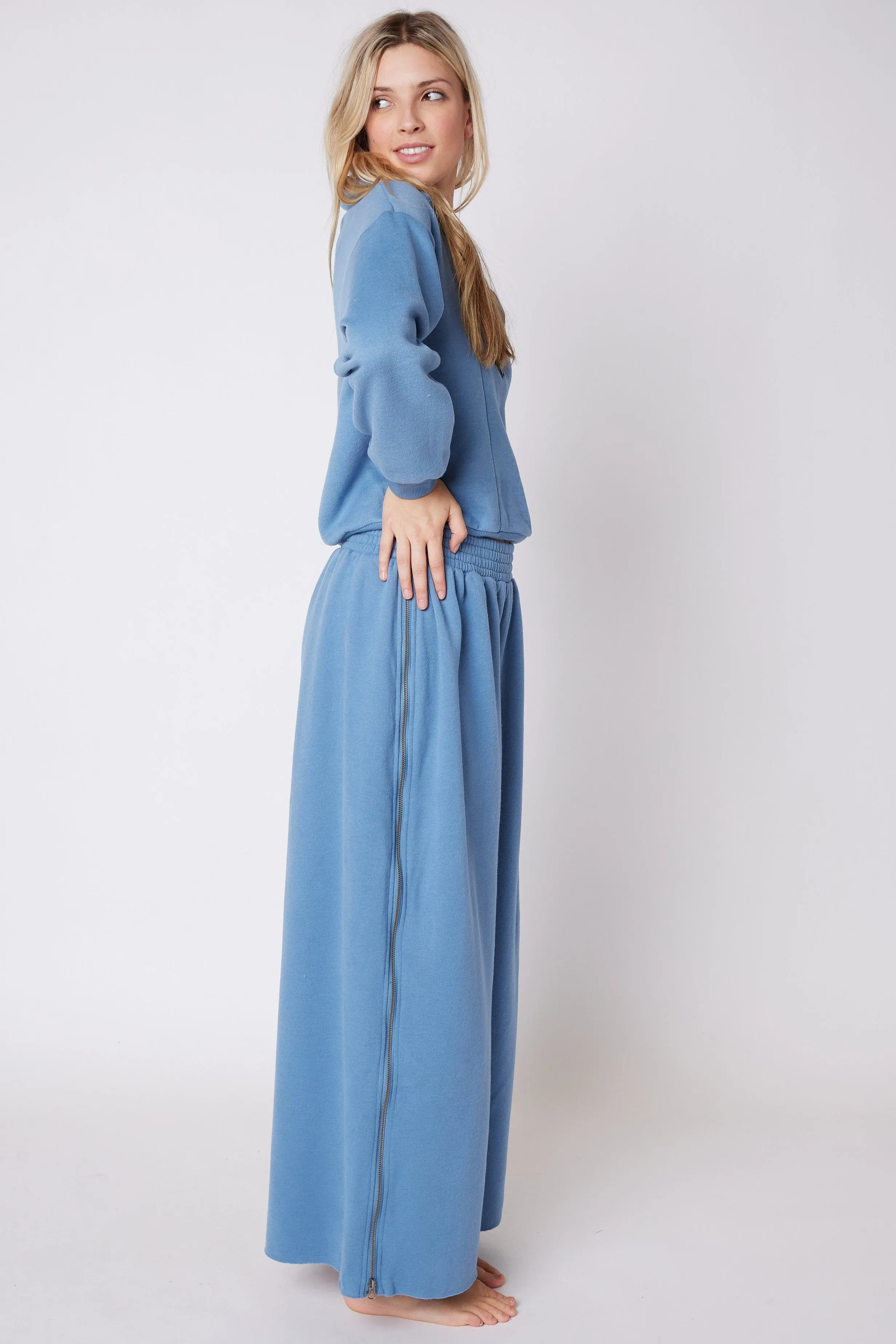 SALE - Aria Wide Leg Zipper Sweatpant