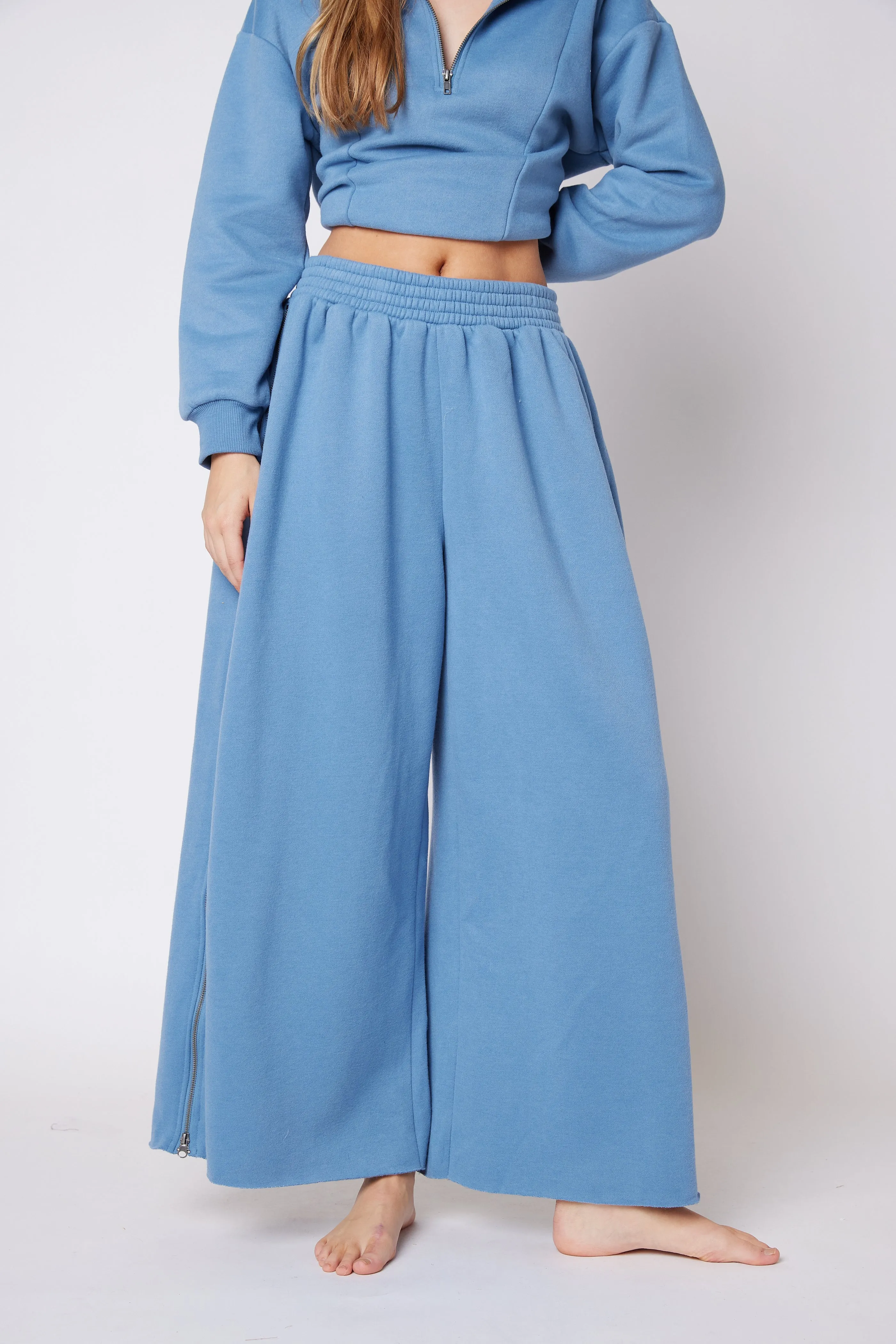SALE - Aria Wide Leg Zipper Sweatpant
