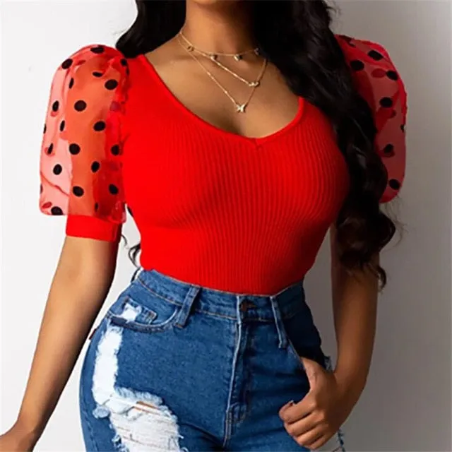 Sheer Sleeve Blouse