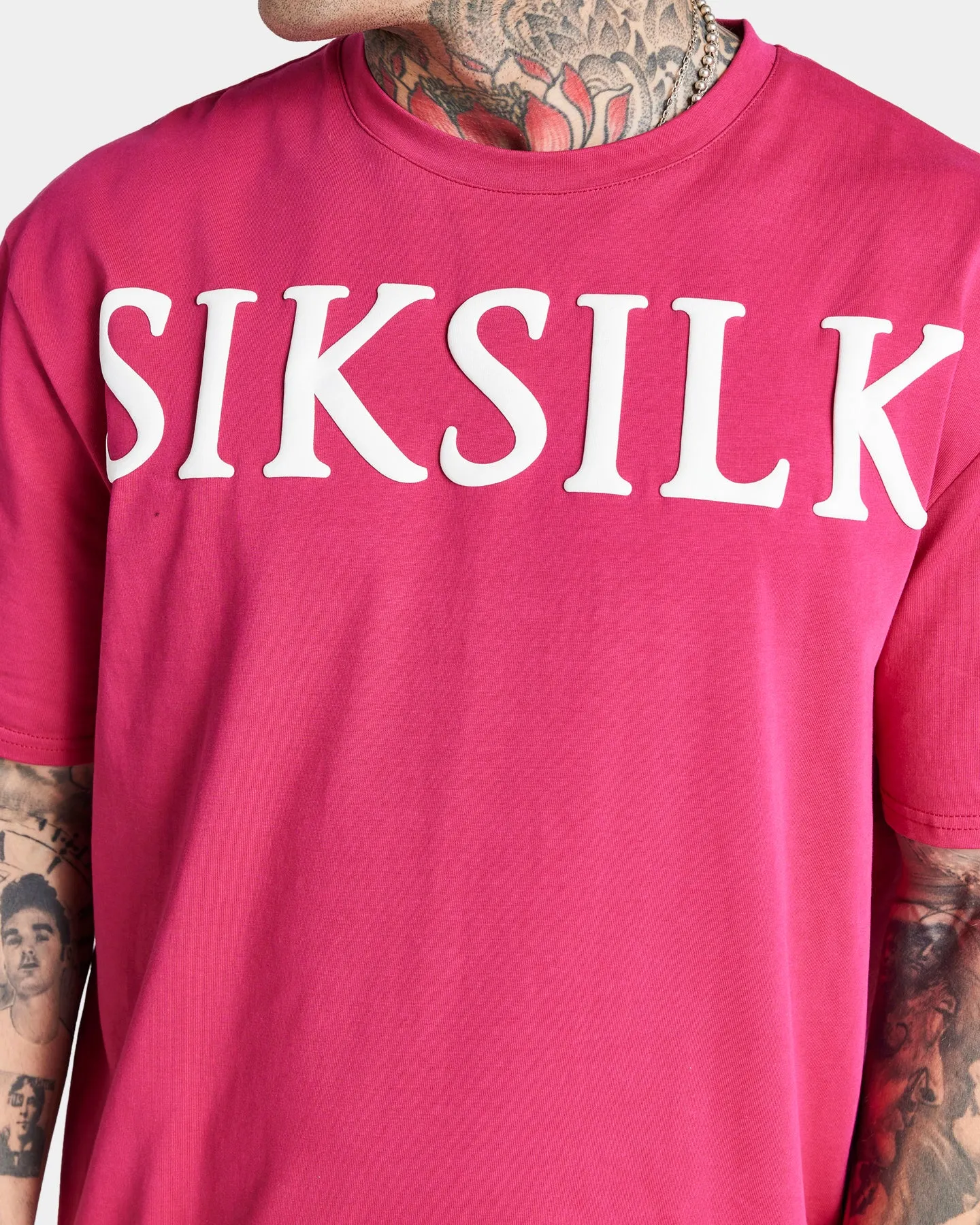 Sik Silk Drop Shoulder Relaxed Fit T-Shirt Pink