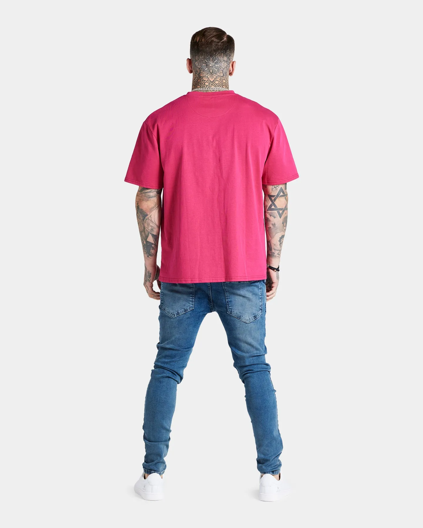 Sik Silk Drop Shoulder Relaxed Fit T-Shirt Pink