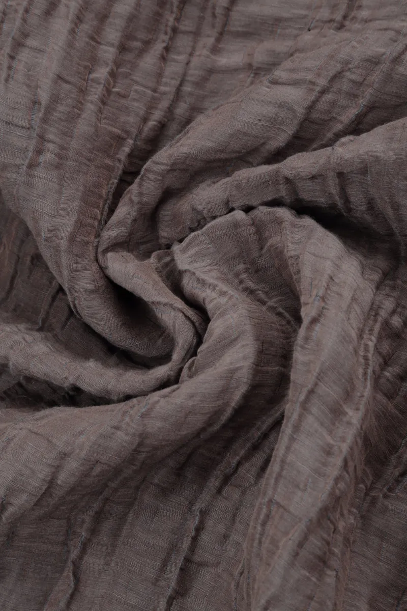 Soft-Shaped Truffle Crinkled Silk Linen Blouse