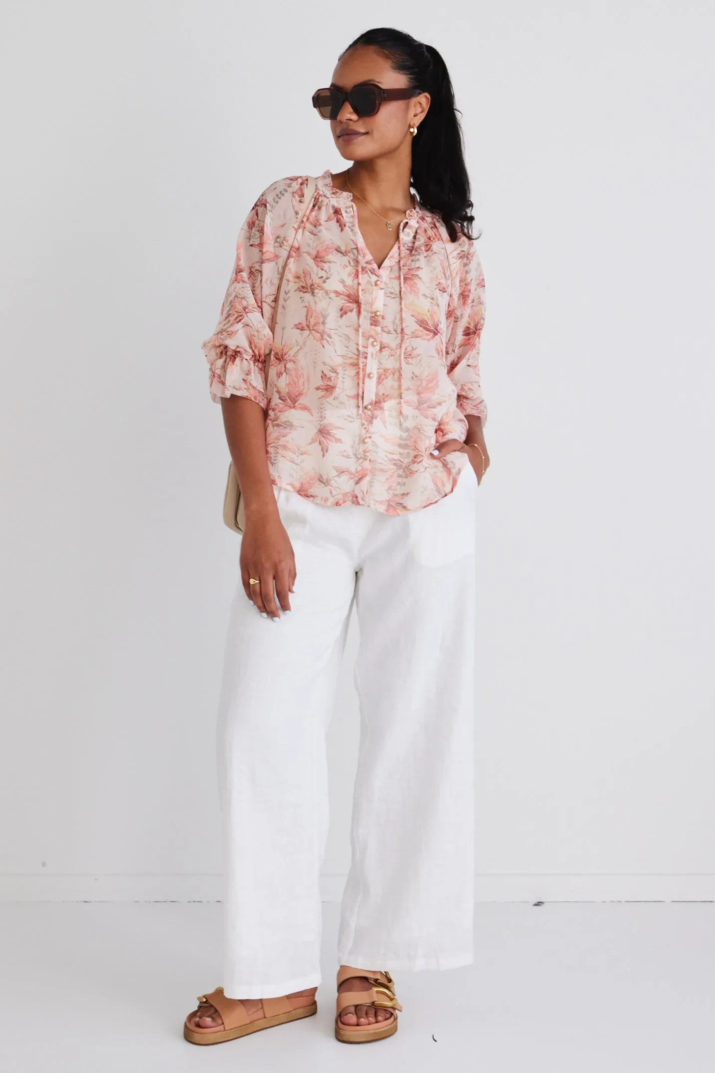 Surety Paradise Floral Button Through SS Blouse