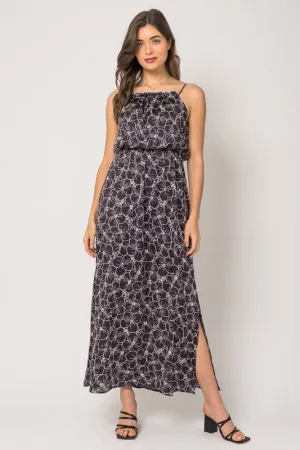 Tie Shoulder Floral Midi Dress