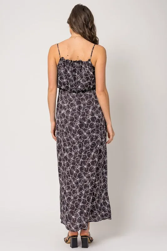 Tie Shoulder Floral Midi Dress