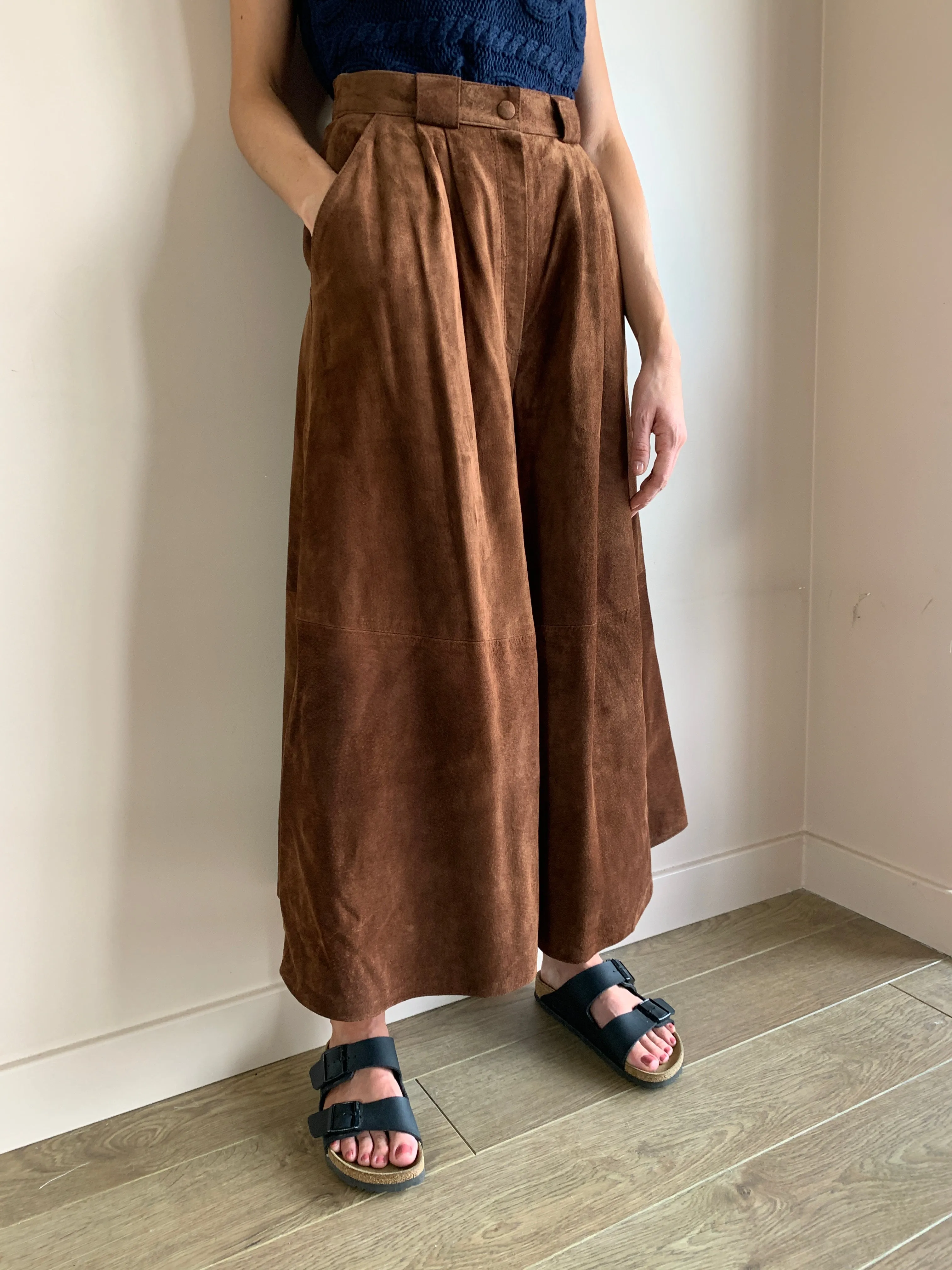Vintage suede wide leg culottes